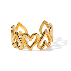 Anillo de moda con forma de corazón, diseño hueco de color dorado, joyería unisex, regalo del día de San Valentín - Product Image 5