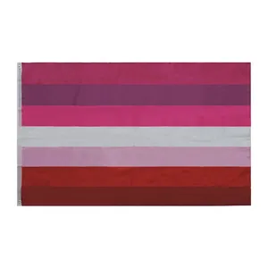 Desain Kustom Bendera Biseksual Trans Transgender Sablon Sutra Merah Muda Ungu Bendera Biru dengan Grommet 3X5 Kaki