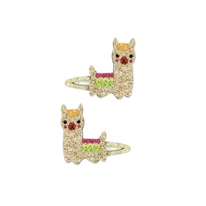 2 pièces/ensemble, pinces à cheveux en tissu pour enfants, design animal alpaga, paillettes brillantes, accessoires de cheveux de fête - Product Image 1