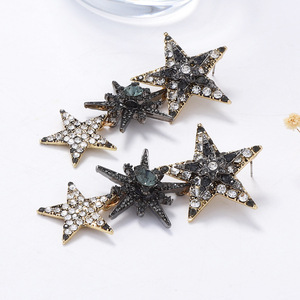 Pendientes de pentagramas de diamantes de imitación de varias capas a la moda, pendientes largos con borlas de estrellas de diamantes de imitación para mujer - Product Image 5