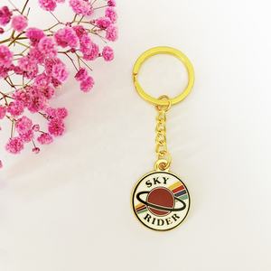 Custom Logo Name Metal Golden Key Finder Color Soft Enamel Key Chain With <b>Keyring</b> - Product Image 2