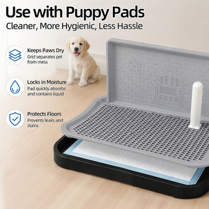 Toilette intérieure hygiénique pour petits chiens - 51 cm, compacte, en plastique, avec grille amovible, contrôle modéré des odeurs, expédition immédiate - Product Image 5