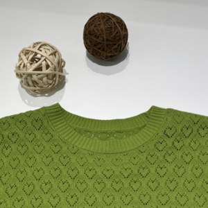 Maglione Pullover da <span class=keywords><strong>Donna</strong></span> a Mezza Manica con Design Traforato di Alta Qualità, Lavorazione a <span class=keywords><strong>Maglia</strong></span> Piatta e Rete - Product Image 4