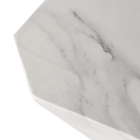 Tabouret de jardin MGO, table d'appoint en finition marbre blanc imitation, meubles durables et écologiques pour l'extérieur et l'intérieur
