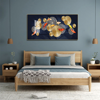 Peinture Murale de Luxe : Affiches et Impressions Grand Format de Carpes Koi Dorées et Lotus – Art Mural en Porcelaine Cristalline pour la Maison