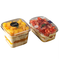 Boîtes en plastique PET transparentes personnalisées en gros, gobelets à dessert carrés jetables transparents