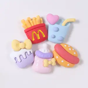 Vendita calda hamburger juice pattern kids food play design resina cabochon pezzi accessori fai da te