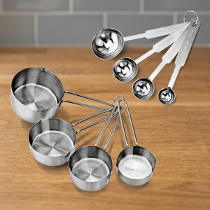 MIINOX Eco-Friendly Stainless Steel 4-Piece <b>Measuring</b> <b>Cups</b> and Spoons Set with Silver Plating and Mirror Polish - Product Image 1