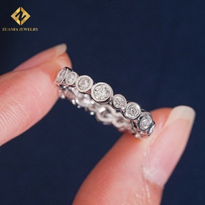 แหวนเพชรแล็บโกรว์ ZUANFA JEWELRY ทรงกลมเจียระไนแบบบริลเลียนท์ ฝังเพชรแบบเบเซล แหวนแต่งงานคลาสสิก - Product Image 5