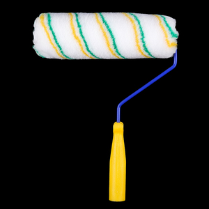 Rouleau de peinture industriel DIY mini de 4 pouces, haute densité, avec poignée en plastique jaune et cadre à dégagement rapide en polyester - Product Image 3