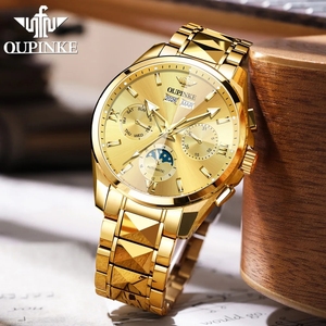 OUPINKE Luxury Men's <b>Automatic</b> Mechanical <b>Wristwatch</b> Business Waterproof Moon Phase Date Week Reloj Mecánico Hombre 3325 - Product Image 3