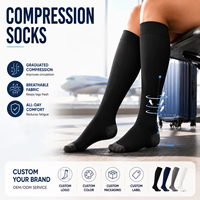 Chaussettes de compression personnalisées mi-hautes pour hommes et femmes, compression graduée 20-30 mmHg, soutien large pour mollets et bas du corps