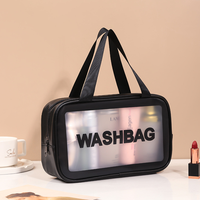 Sac de toilette et de maquillage transparent en PVC imperméable, unisexe, pour voyage