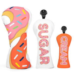 Factory Design Doughnut Logo Patch Golf <b>Head</b> <b>Covers</b> Wood Custom Made Golf Club <b>Head</b> <b>Covers</b> Pu Leather Golf <b>Head</b> <b>Covers</b> Driver - Product Image 1
