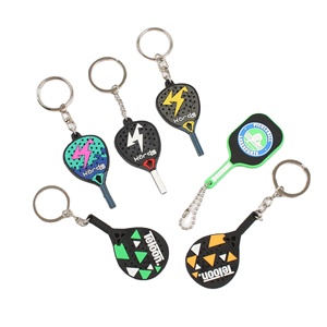2026 Double Sided Custom Logo Tennis Racket Plastic Key Chain Personalized Soft PVC Rubber Keychain