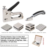 Pistola de Clavos Manual 3 en 1 y Pistola de Grapas Neumática, Adecuada para Bricolaje y Trabajos en Madera con Clavos y Extractores de Clavos