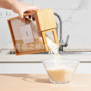 Simple wooden <b>kitchen</b> grain <b>storage</b> box, food dispenser, coffee bean and oatmeal <b>storage</b> box - Product Image 5
