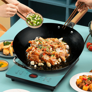 Ouxi Iron Frying <b>Pan</b> 32Cm Easy Cleaning Round Skillet With Wood Handle For Home Cooking - Product Image 1