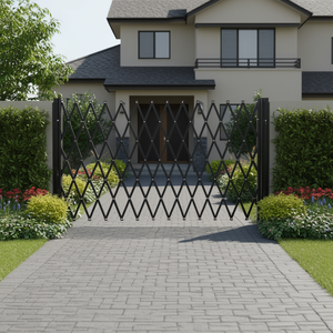 Puerta de Seguridad Plegable de Acero Tipo Acordeón, 85 x 95 Pulgadas, Flexible, Extensible, Retráctil, Control Manual, Uso Exterior - Product Image 2