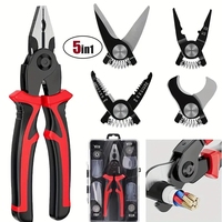 Jeu de pinces d'électricien multifonctionnelles à tête interchangeable OEM 5-en-1 jeu de boîtes à outils en acier au carbone le plus classé emballage rigide