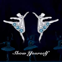Perhiasan Perak Sterling S925 Grosir Anting Balerina Kristal Austria Hadiah Sempurna untuk Pertunjukan Balet