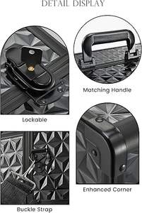 Organizador de Cosméticos Profesional, Estuche de Almacenamiento de Aluminio con 4 Compartimentos Ajustables, con Cierre y Correa para el Hombro - Product Image 3