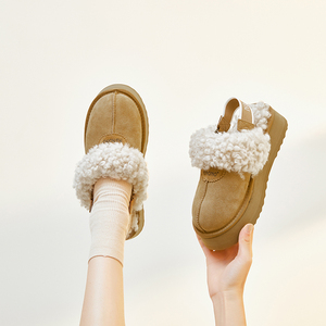 Pantoufles UGGS de haute qualité antidérapantes de luxe pour femmes Nouveau design avec doublure en cuir véritable et semelle intérieure en <span class=keywords><strong>fourrure</strong></span> pour l'hiver - Product Image 1