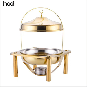 Equipo profesional de restaurante HD Gold, utensilios de servicio martillado real de acero inoxidable, cúpula colgante de lujo de 8L para hoteles - Product Image 5