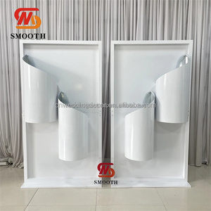 LISSE Unique usine directe blanc métal fleur support fond carré métal toile de fond pour la décoration de mariage - Product Image 5