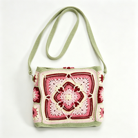 Tas Selempang Rajut Benang Gaya Bohemian Manis, Tas Bahu Kotak Kecil Buatan Tangan, Pilihan Hadiah Lucu untuk Wanita