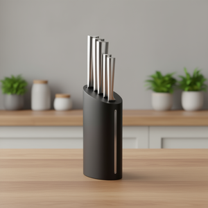 Portacoltelli per 5 coltelli, supporto magnetico nero, design moderno, organizer da cucina - Product Image 3