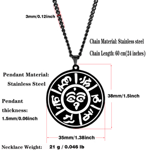 Amuleto Tibetano Mantra Om Mani Padme Hum <span class=keywords><strong>Buda</strong></span> Ojo que Todo lo Ve Collar con Colgante Amuleto de Acero Inoxidable - Product Image 1