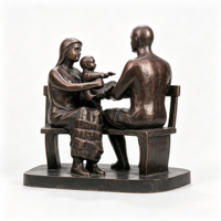 Sculpture de Famille de Trois Personnes en Résine Faite à la Main, Statue de Banc, OEM ODM, Taille et Couleur Personnalisées, Figurine 3D, Décoration pour la Maison, le Bureau, le Jardin, l'Exposition