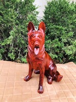 Meilleures ventes : Sculptures rustiques de scène montagneuse, Totem tribal en forme de loup-chien, en bois d'ironwood africain, pour mobilier de maison et salon