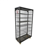 YOUGU Conteneur de Rangement Pliant Durable en Acier Galvanisé Q235, Capacité 1000KG, Chariot à Roues pour Linge, 8 Niveaux