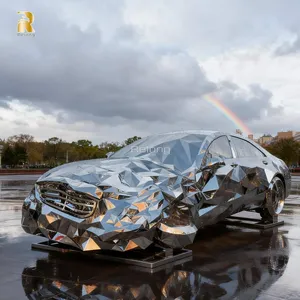 Kích thước lớn tùy chỉnh hiện đại đánh bóng chạm khắc thép không gỉ 304/316 trừu tượng bị hỏng xe bức tượng điêu khắc để bán - Product Image 2