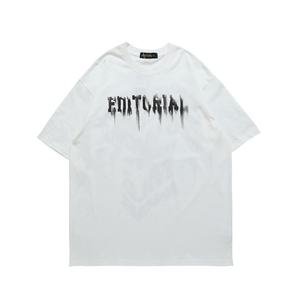 T-shirt en coton tricoté noir et blanc, collection High Street, motif graffiti lettres devant, motif ange au dos, coupe oversize ample – Grande Vente - Product Image 2