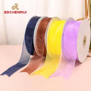 2023 Hot Sale High Quality Wrapping solid color printed Organza ribbon Ribbon satin for gift packing