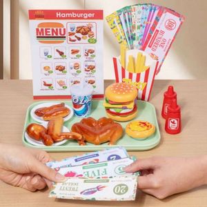 Ensembles de nourriture en bois pour enfants : hamburgers, frites, poulet frit, jeux de rôle, accessoires de cuisine - Product Image 3
