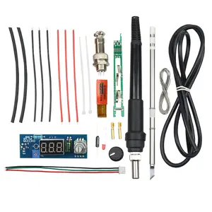 Kits de controlador de temperatura de estação de ferro de solda, unidade elétrica digital kits de controlador de temperatura de ferro de solda para hakko t12 alça diy com/led interruptor de vibração