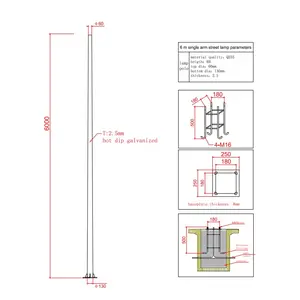 Gaocheng High Quality Single Arm Steel Solar Street Light Post Road Led Garden Lighting Lamp Pole