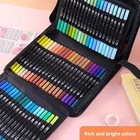 Marqueurs à double pointe pour aquarelle fine, 80 pièces, ensemble de sacs en tissu Oxford, étui pour CD, dessin créatif, portable