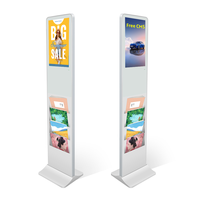 Kiosque publicitaire LCD Android Wifi avec porte-revues, support de sol numérique vertical intérieur de 22 à 32 pouces