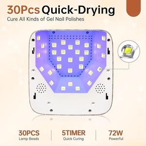 72W Rechargeable UV LED Nail Lamp 365nm 405nm Dual <b>Light</b> Gel Polish Dryer <b>with</b> 5 <b>Timer</b> Settings for Home Salon - Product Image 2