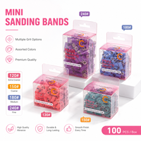 Lot de 100 mini-bandes abrasives portables professionnelles en oxyde d'aluminium rose de 3 mm avec logo personnalisé en gros