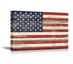 Dekorasi Dinding Seni Kayu Bentuk Cantik Ramah Lingkungan Kualitas Tinggi Bendera Amerika Tanda Seni Dinding Palet Kayu 14X24"