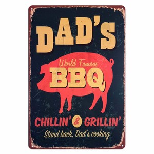 Papà della zona del barbecue in metallo in stagno poster da parete con targa in ferro Vintage per decorazione di pittura per il ristorante bar della sala giochi Club - Product Image 1