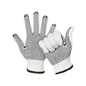 Venta al por mayor de guantes de PVC/punteados/puntos guantes de trabajo de seguridad guantes de punto de algodón blanco para trabajo de jardín industrial