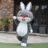 Funtoys Mascotte gonflable en forme de lapin, costume de personnage de dessin animé en peluche, Halloween, Pâques, Noël, personnalisable pour adulte
