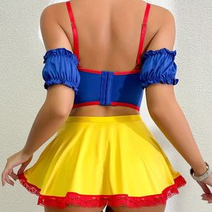 Sprookjesprinses Rollenspel Lingerie, Blauw Rood Geel Contrastkleur Kant Korset Top Flare Minirok Halloween-kostuum - Product Image 2